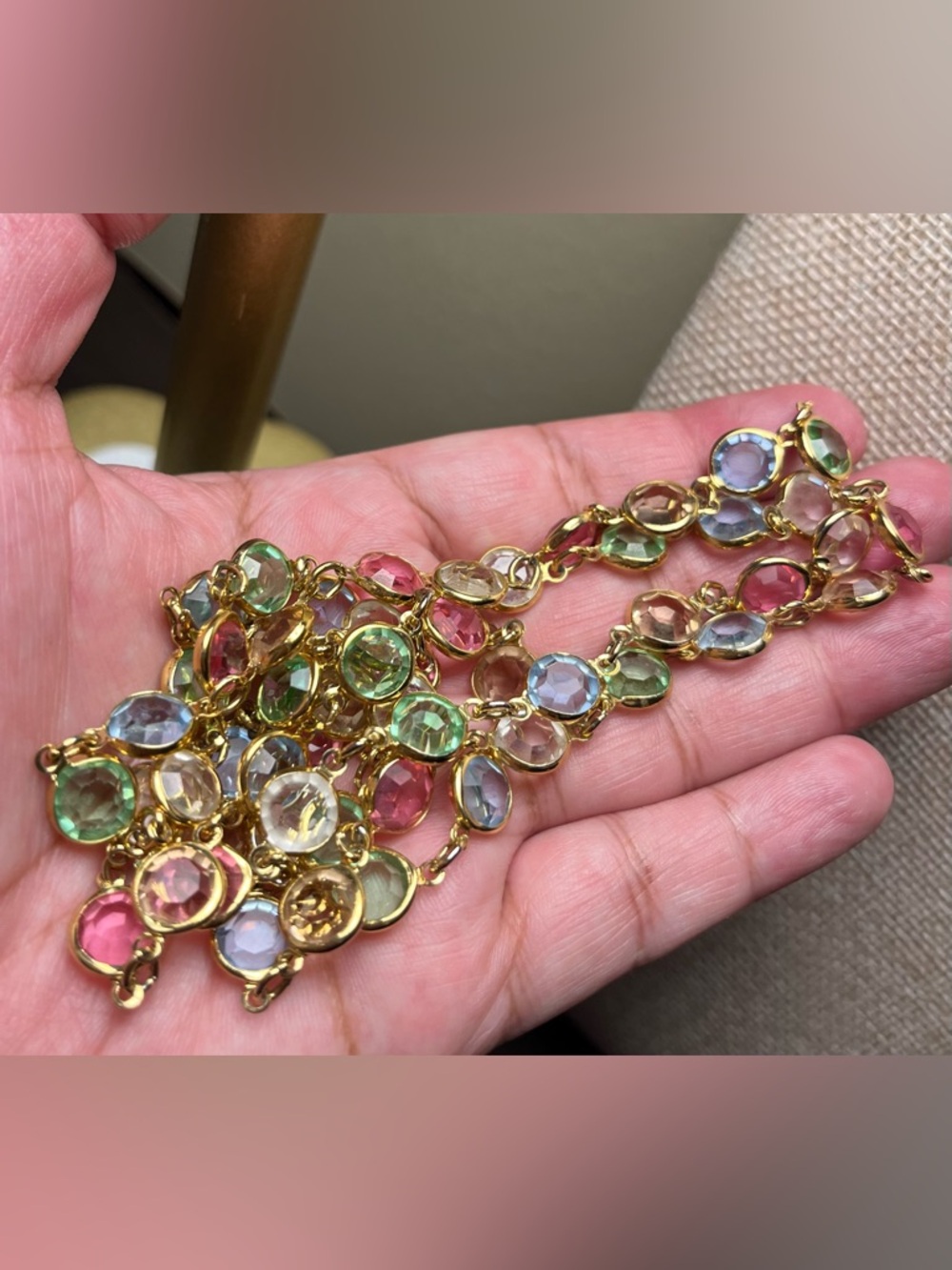 Swarovski Crystal Pastel Bezel vintage necklace EUC - Picture 5 of 7